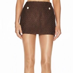 Majorelle Chocolate Brown “Riah” Mini Boucle Skirt Size XXS New Without Tags!
